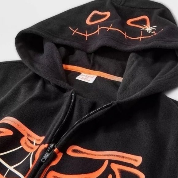 Cat & Jack Fleece Skeleton Spider Zip Up Sleepsuit Sleeper Onesie PJ M NWT New - Picture 3 of 5